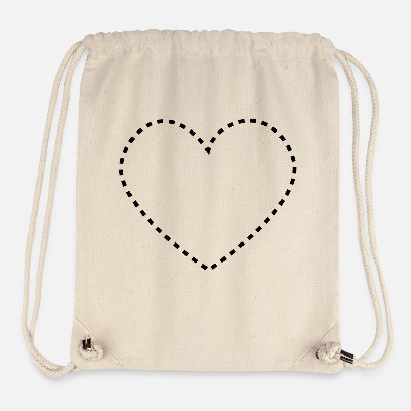 dashed_heart_1c - Sac à cordon recyclé Stanley/Stella - blanc naturel
