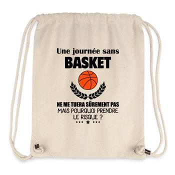 Une journée sans basket, basketteur, noël - Sac à cordon recyclé Stanley/Stella - blanc naturel - Devant