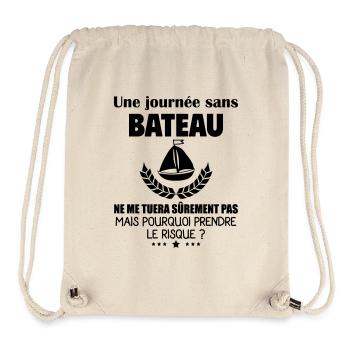 Une journée sans bateau, capitaine, noël - Sac à cordon recyclé Stanley/Stella - blanc naturel - Devant
