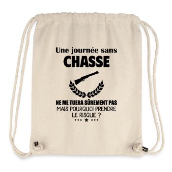 Une journée sans chasse, chasseur, noël - Sac à cordon recyclé Stanley/Stella - blanc naturel - Devant
