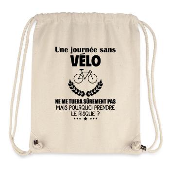 Une journée sans vélo, cyclisme, cycliste, noël - Sac à cordon recyclé Stanley/Stella - blanc naturel - Devant