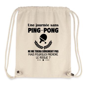Une journée sans ping-pong, pongiste, noël - Sac à cordon recyclé Stanley/Stella - blanc naturel - Devant