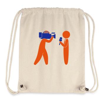 Reporter spricht vor Kamera - Stanley/Stella recycelter Gym Bag - Naturweiß - Vorne