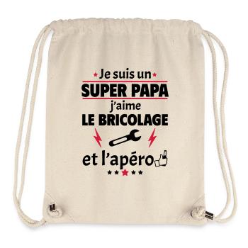 Je suis un super papa bricolage apéro, noël - Sac à cordon recyclé Stanley/Stella - blanc naturel - Devant