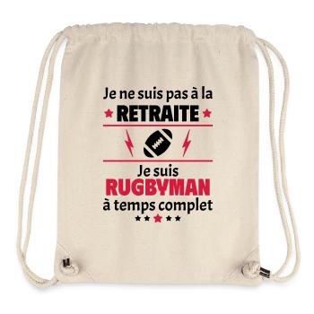 Pas à la retraite rugbyman à temps complet, noël - Sac à cordon recyclé Stanley/Stella - blanc naturel - Devant