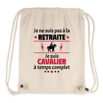 Pas à la retraite cavalier à temps complet, noël - Sac à cordon recyclé Stanley/Stella - blanc naturel - Devant