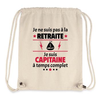 Pas à la retraite capitaine à temps complet, noël - Sac à cordon recyclé Stanley/Stella - blanc naturel - Devant