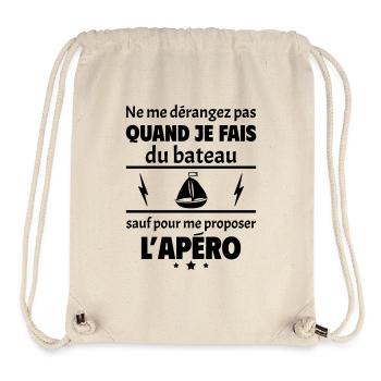 Ne me dérangez pas quand je fais du bateau, noël - Sac à cordon recyclé Stanley/Stella - blanc naturel - Devant