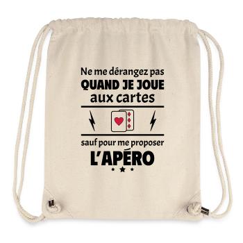 Ne me dérangez pas quand je joue aux cartes, noël - Sac à cordon recyclé Stanley/Stella - blanc naturel - Devant