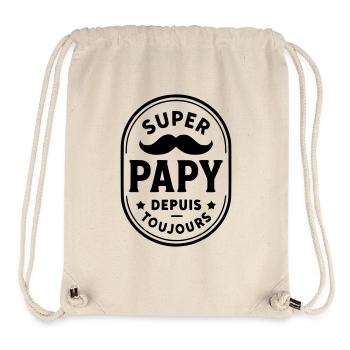 Super papy depuis toujours - Sac à cordon recyclé Stanley/Stella - blanc naturel - Devant