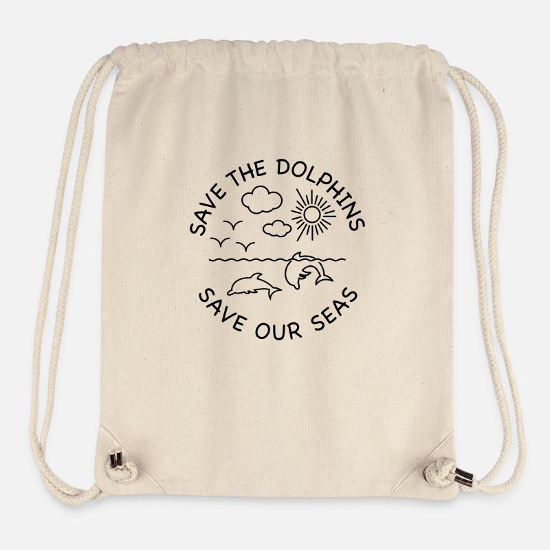Sauvez les dauphins - Sac à cordon recyclé Stanley/Stella - blanc naturel
