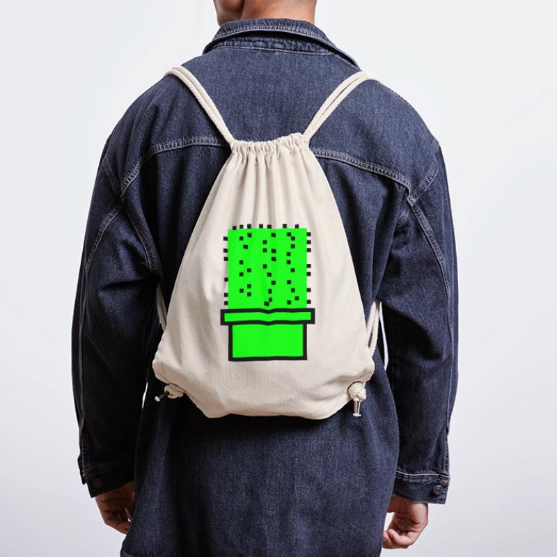 Cactus Cactus Rétro Jeu Vidéo Pot De Fleur Pixel Sac à cordon recyclé Stanley/Stella