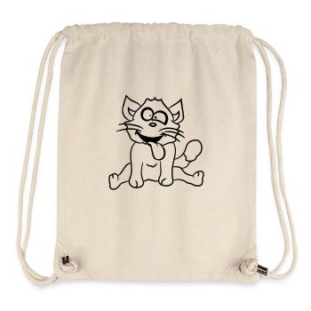 Chat Plisse les yeux Drôle Fou Langue Sortie Grimace - Sac à cordon recyclé Stanley/Stella - blanc naturel - Devant