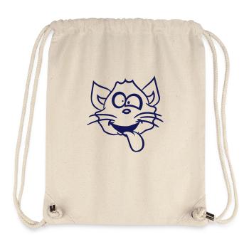 Chat Plisse les yeux Drôle Fou Langue Sortie Grimace - Sac à cordon recyclé Stanley/Stella - blanc naturel - Devant