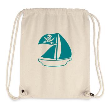 Painted Pirate Ship Kids Motif Drawing Cool - Stanley/Stella Recycled Gym Bag - natural - Front