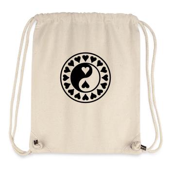 Yin Yang en Coeurs - Sac à cordon recyclé Stanley/Stella - blanc naturel - Devant