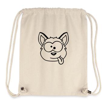 chien renard drôle grimace plisser la langue - Sac à cordon recyclé Stanley/Stella - blanc naturel - Devant