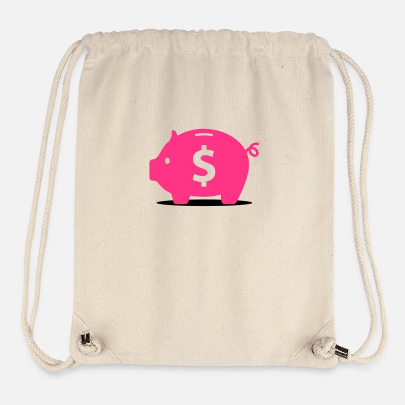 Tirelire rose - Sac à cordon recyclé Stanley/Stella - blanc naturel