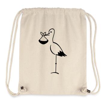 Storch mit Bündel / stork with bundle (1c) - Stanley/Stella recycelter Gym Bag - Naturweiß - Vorne