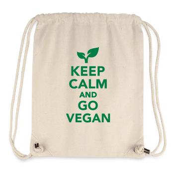 Keep calm and go Vegan - Sac à cordon recyclé Stanley/Stella - blanc naturel - Devant
