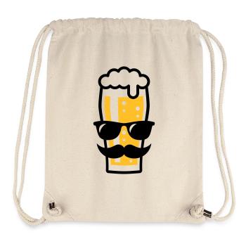 Verre à bière (bière / lunettes de soleil / moustache / 2C) - Sac à cordon recyclé Stanley/Stella - blanc naturel - Devant