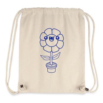 Petit drôle heureux fleur visage pot de fleur - Sac à cordon recyclé Stanley/Stella - blanc naturel - Devant