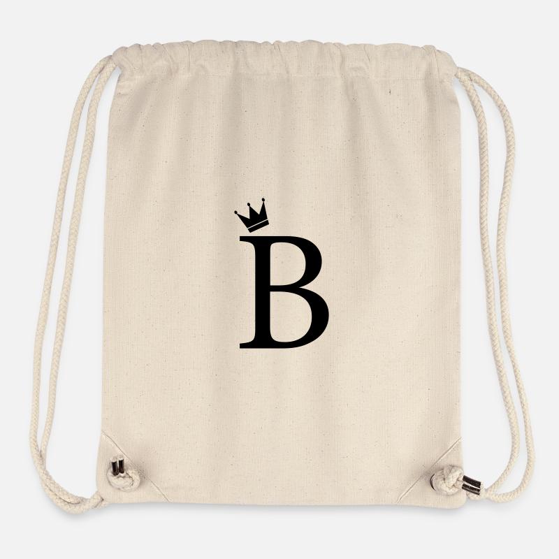 B Couronne monogrammée - Sac à cordon recyclé Stanley/Stella - blanc naturel