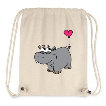 Nilpferd mit Herzballon - Stanley/Stella recycelter Gym Bag - Naturweiß - Vorne