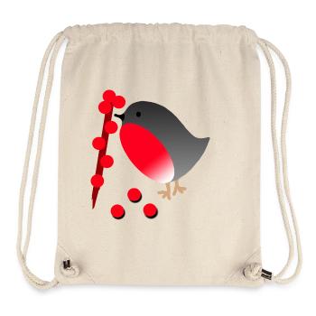 Mignon Rouge-Gorge aux Baies Rouges - Sac à cordon recyclé Stanley/Stella - blanc naturel - Devant