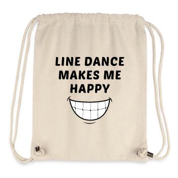 Devise linedancer : Line dance makes me happy - Sac à cordon recyclé Stanley/Stella - blanc naturel - Devant