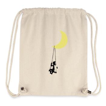 Un tout-petit se balançant sous l’art urbain de la lune - Sac à cordon recyclé Stanley/Stella - blanc naturel - Devant