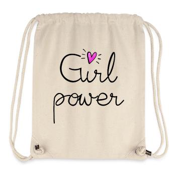 girl power with pink glitter heart - Stanley/Stella Recycled Gym Bag - natural - Front