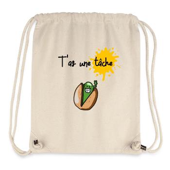 T'as une tâche pistache (typo noire) - Sac à cordon recyclé Stanley/Stella - blanc naturel - Devant
