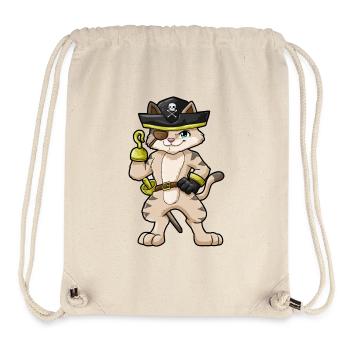 Katze Pirat Hakenhand Augenklappe - Stanley/Stella recycelter Gym Bag - Naturweiß - Vorne