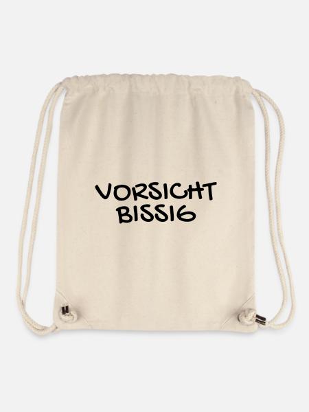 Vorsicht Bissig Mundschutz Nasenschutz - Stanley/Stella recycelter Gym Bag - Naturweiß