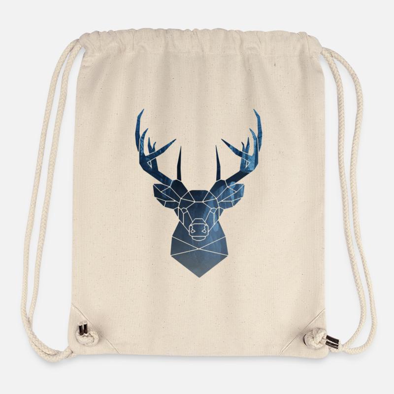 tête de cerf et les bois - Sac à cordon recyclé Stanley/Stella - blanc naturel