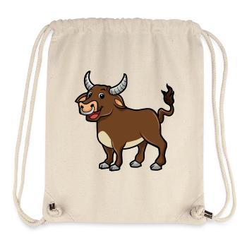 Bull Cartoon Illustration Kawaii pour les enfants - Sac à cordon recyclé Stanley/Stella - blanc naturel - Devant