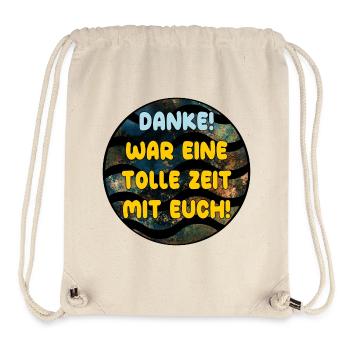 Abschiedsgeschenke Team DANKE TOLLE ZEIT MIT EUCH - Stanley/Stella recycelter Gym Bag - Naturweiß - Vorne