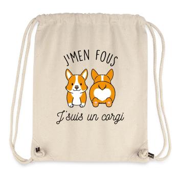 J'men fous j'suis un corgi - Sac à cordon recyclé Stanley/Stella - blanc naturel - Devant