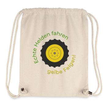 Echte Helden fahren gelbe Felgen! - Stanley/Stella recycelter Gym Bag - Naturweiß - Vorne