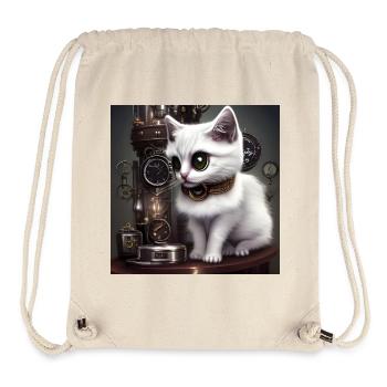 Kleine Steampunk-Katze - Stanley/Stella recycelter Gym Bag - Naturweiß - Vorne