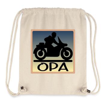 Motocycliste - GRAND-PÈRE - FÊTE DES PÈRES - Sac à cordon recyclé Stanley/Stella - blanc naturel - Devant