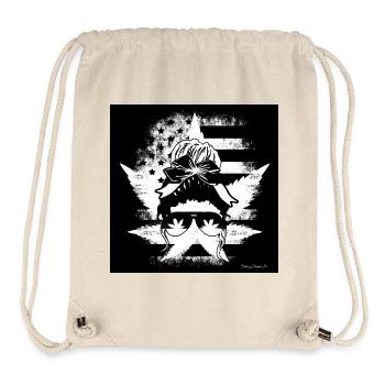 Hemp Hemp Leaves Woman Glasses American Flag - Stanley/Stella Recycled Gym Bag - natural - Front