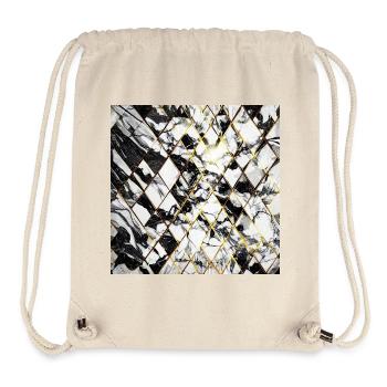 Marble Black White Gold Geometric Mosaic - Stanley/Stella Recycled Gym Bag - natural - Front
