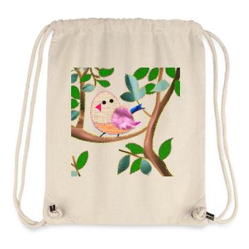bird on a branch imitation sewn fabric - Stanley/Stella Recycled Gym Bag - natural - Front