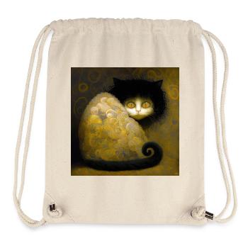 Chat Doré Arabesques - Stoik le chat - Sac à cordon recyclé Stanley/Stella - blanc naturel - Devant