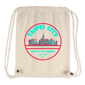 Taipei Skyline Emblem with Azalea Motif - Stanley/Stella Recycled Gym Bag - natural - Front