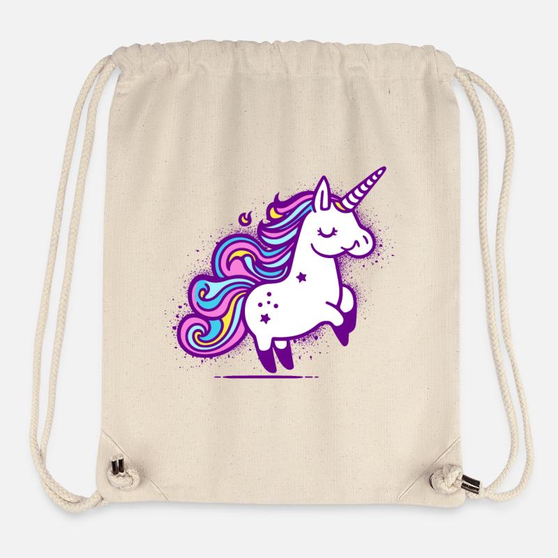 Whimsical Rainbow Unicorn Design - Stanley/Stella Recycled Gym Bag - natural