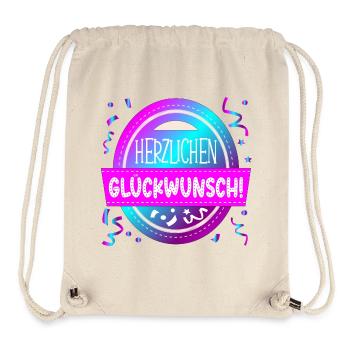HERZLICHEN GLÜCKWUNSCH SPRÜCHE ANLASS GRATULATION - Stanley/Stella recycelter Gym Bag - Naturweiß - Vorne