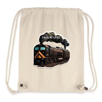 Train Life : Le train de l'aventure - Sac à cordon recyclé Stanley/Stella - blanc naturel - Devant